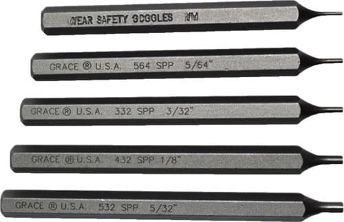 Grace USA Starter Short Pin Punch Set GRSPP5 5 Piece Steel