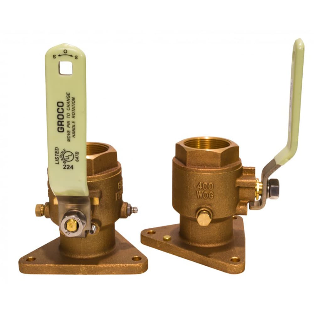 GROCO FBV-750 3/4 In Bronze Tri-Flanged Ball Valve Seacock
