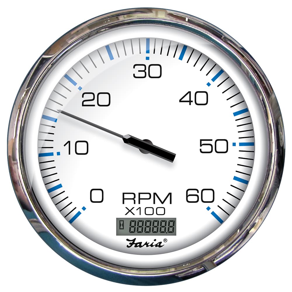 Faria Beede Instruments Chesapeake White SS Tachometer 33863 6000 RPM