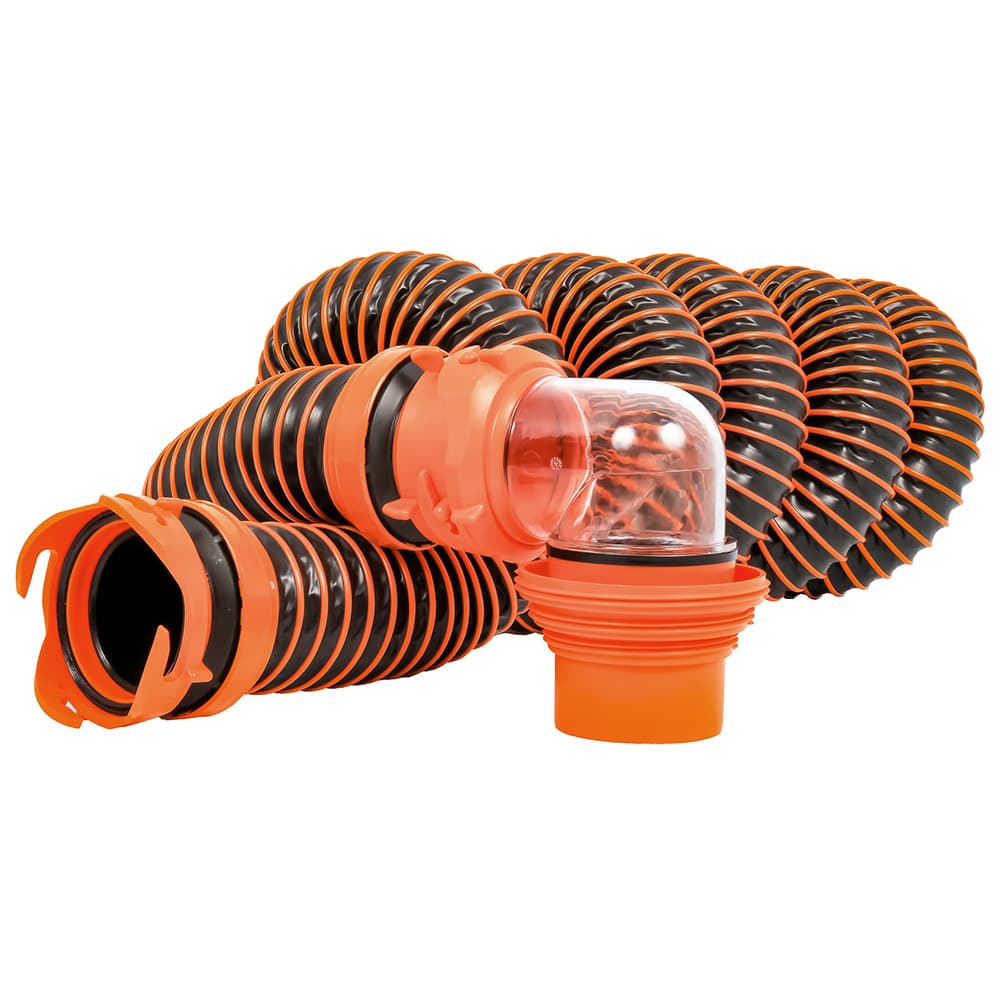 Camco RhinoEXTREME 15' Sewer Hose Kit 39861 Swivel Fitting 4-in-1 Elbow